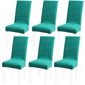 Chair SlipCovers Dining Room Set of 6 Stretch Spandex Fabric Teal